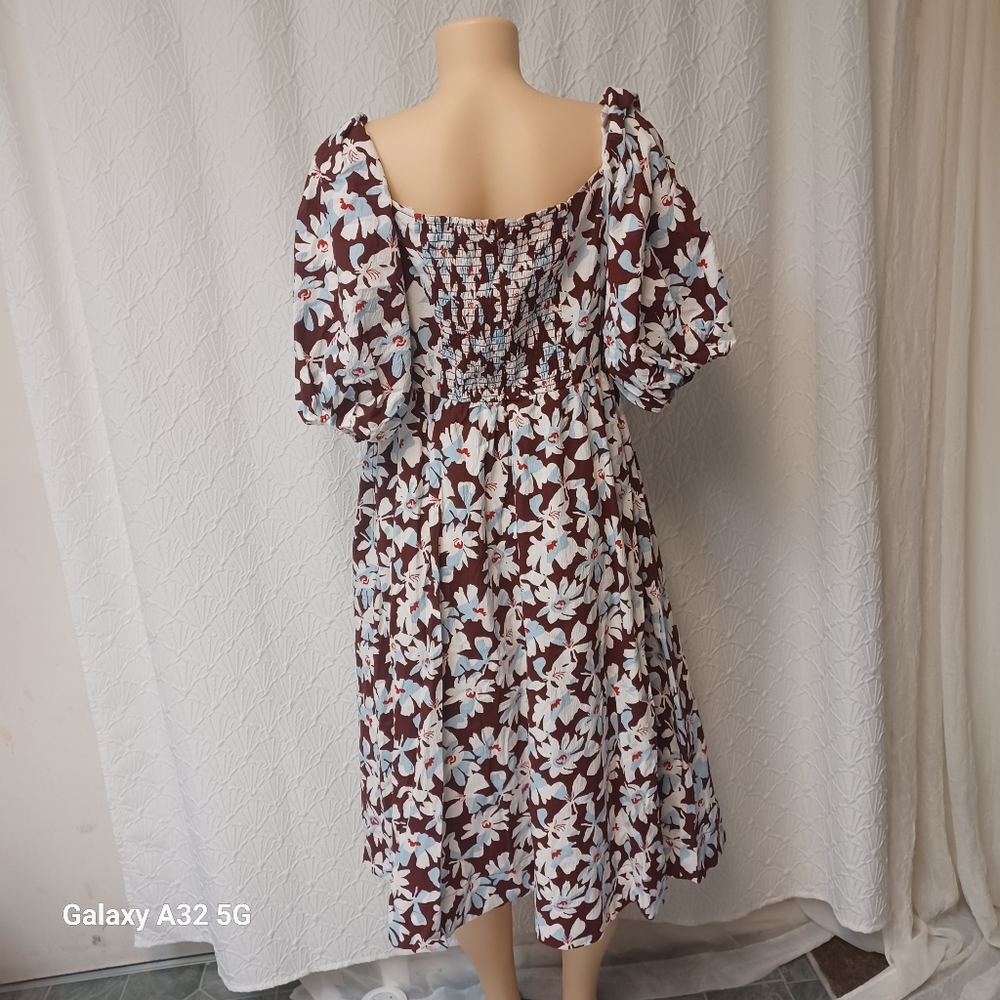 New Free Assembly Size M Floral Brown and White Dress - Picture 8 of 15
